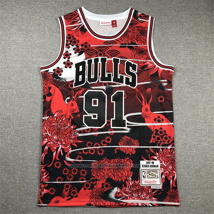 Maillot Chicago Bulls Dennis Rodman #91 Mitchell & Ness Lunar New Year Rouge